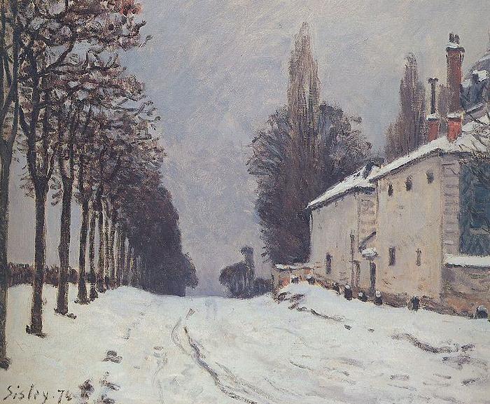 Alfred Sisley Snow on the Road Louveciennes, oil painting image